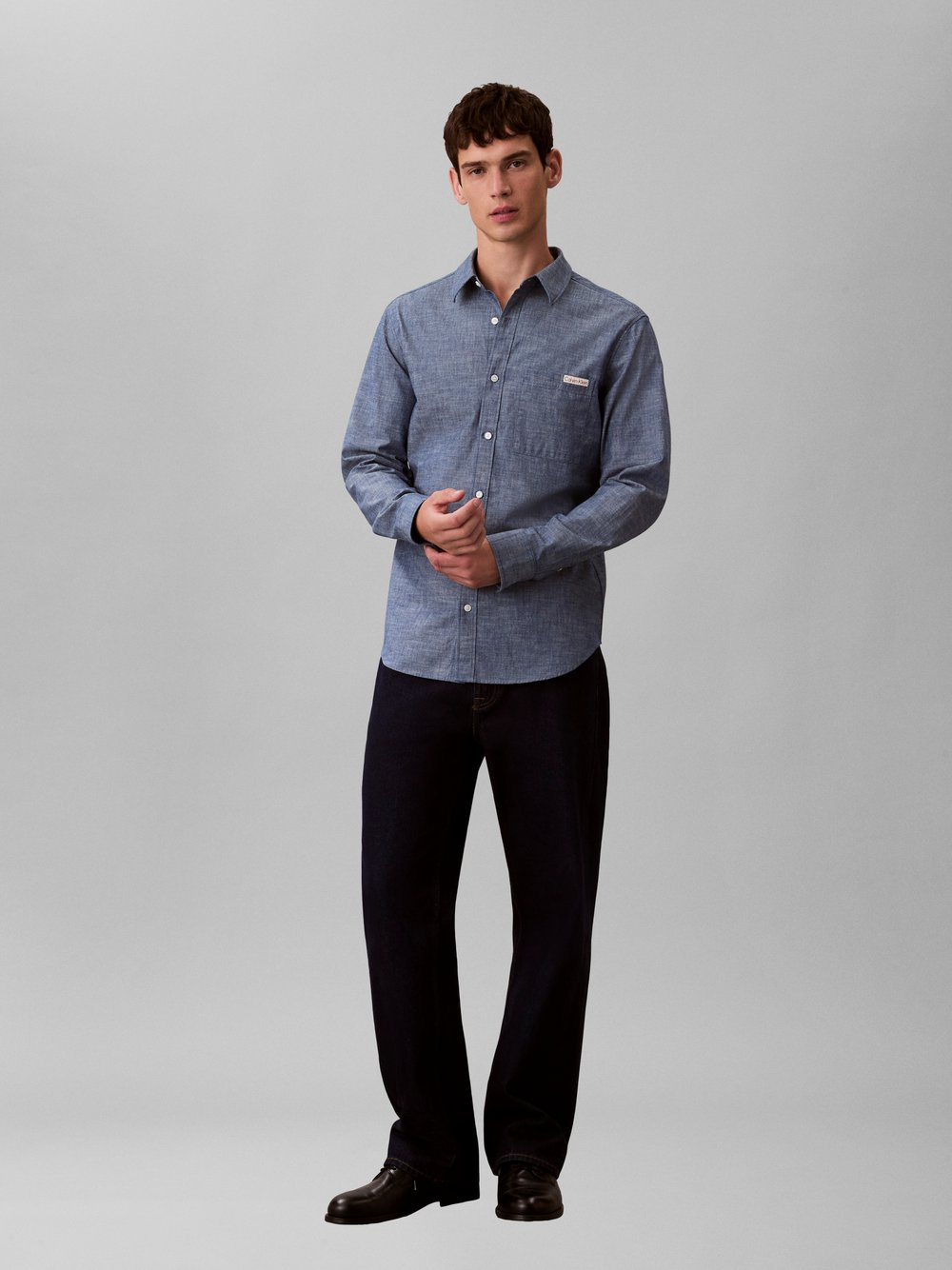Calvin Klein Jeans Męska koszula casual Mężczyźni Regular Fit Bawełna niebieski, S