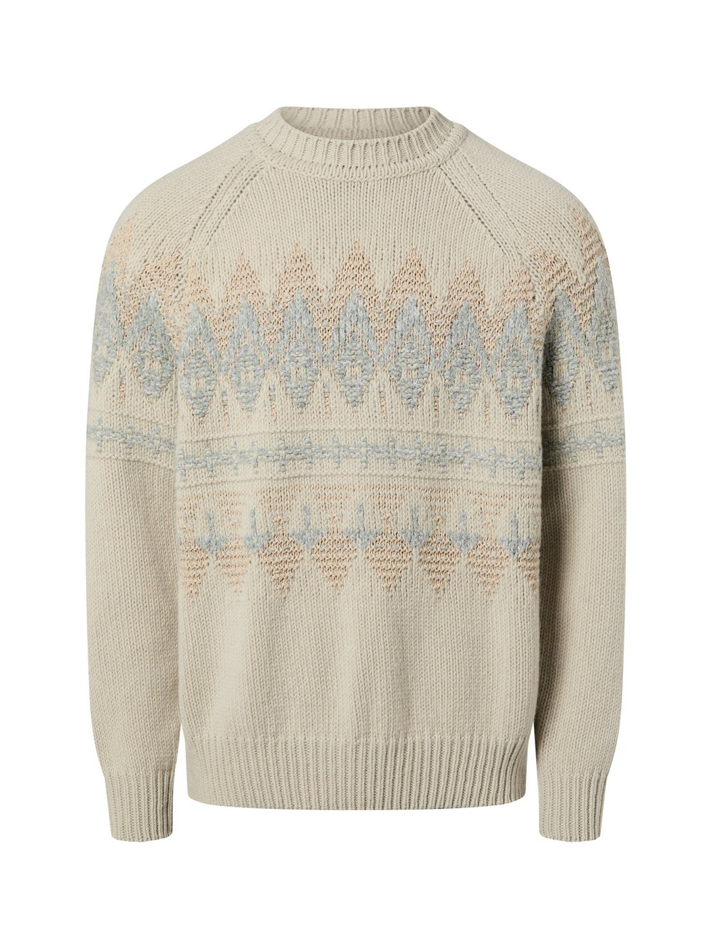 BOSS Orange Męski sweter z dzianiny z zawartością wełny - Karombo Mężczyźni beżowy|wielokolorowy, XXL