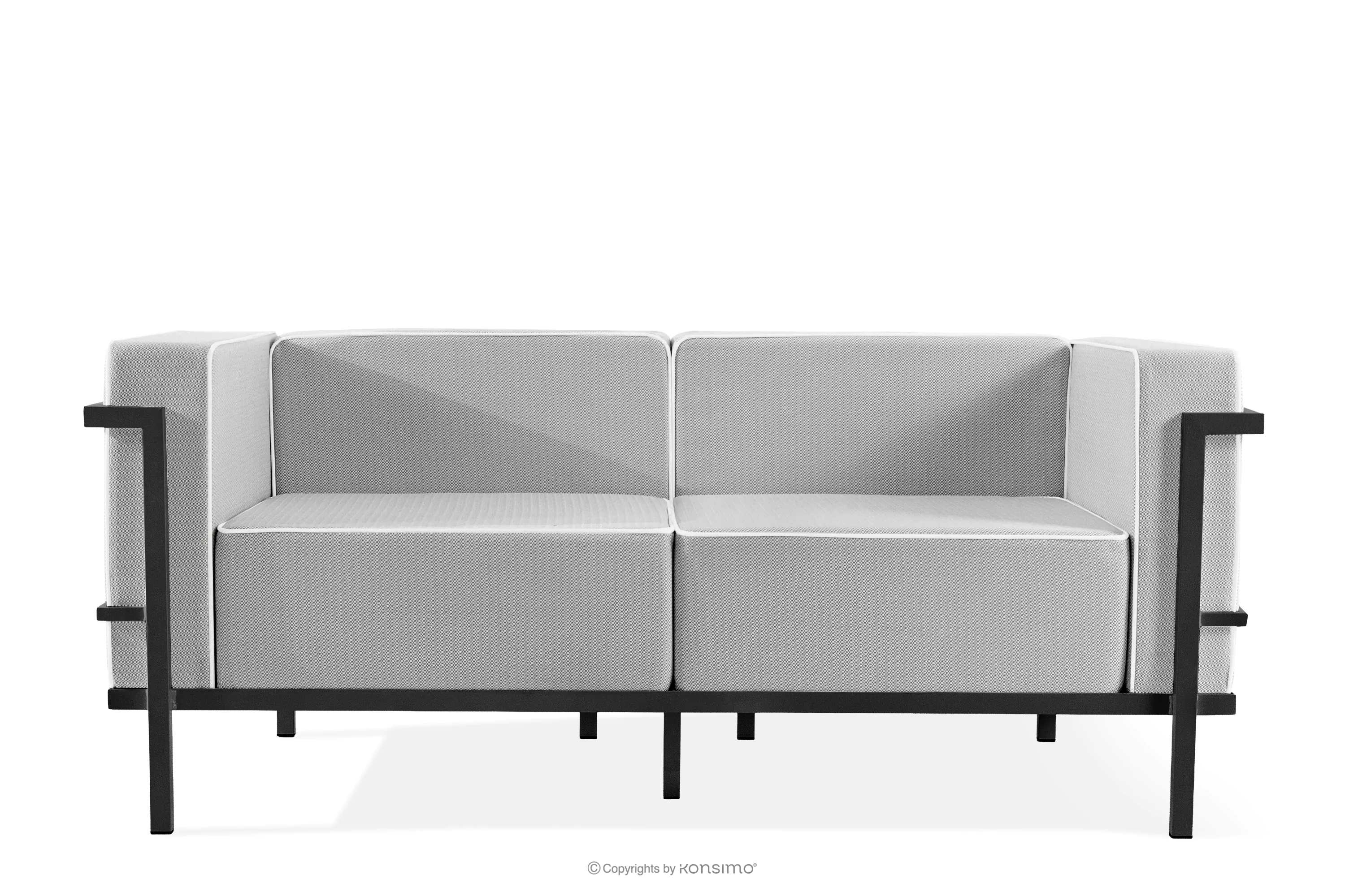 Nowoczesna sofa ogrodowa 2 na metalowych nóżkach ciemny szary/ciemny szary/biały TRIGLO
