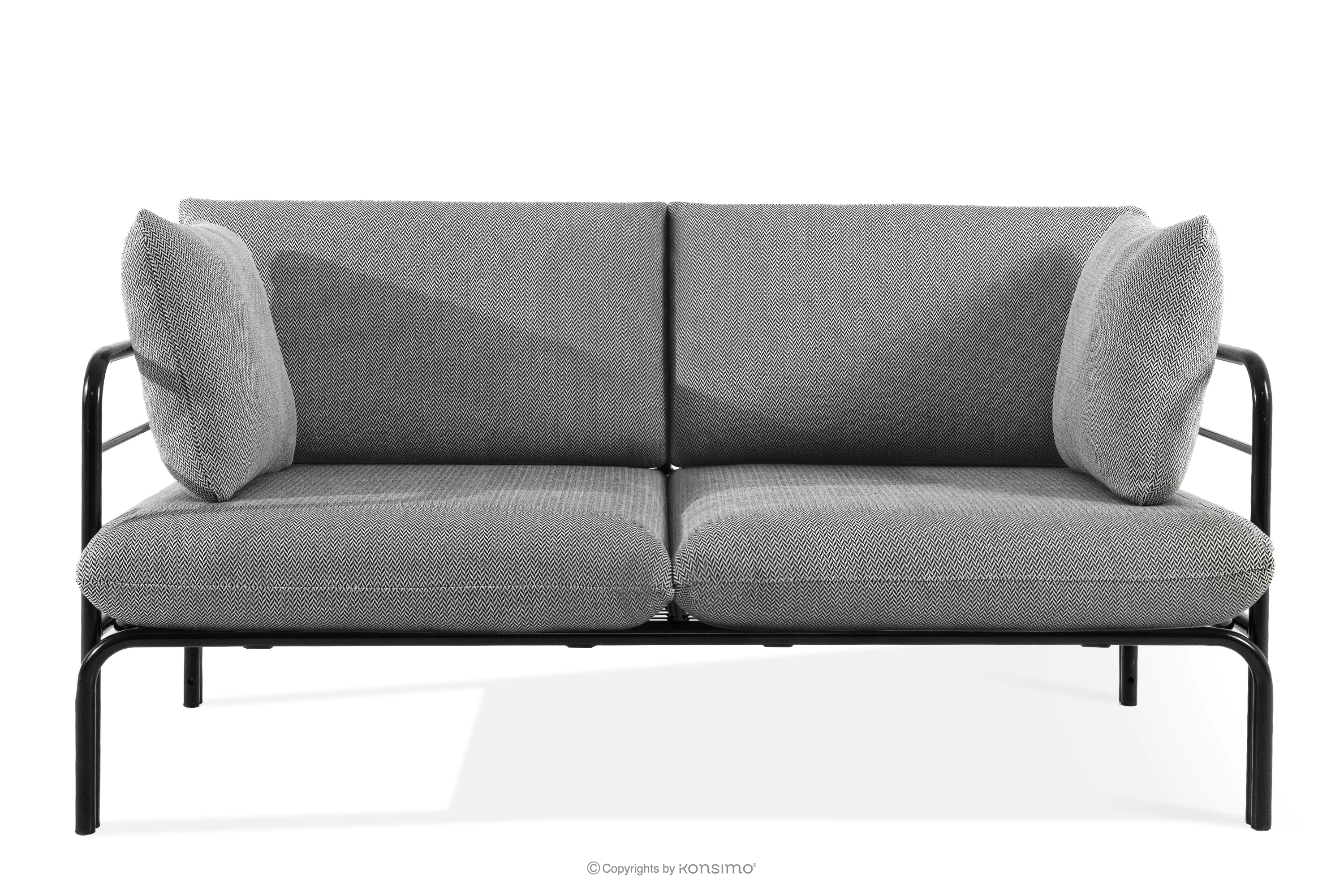 Loftowa sofa ogrodowa 2 na metalowych nogach antracytowy/czarny/biały RAMBE