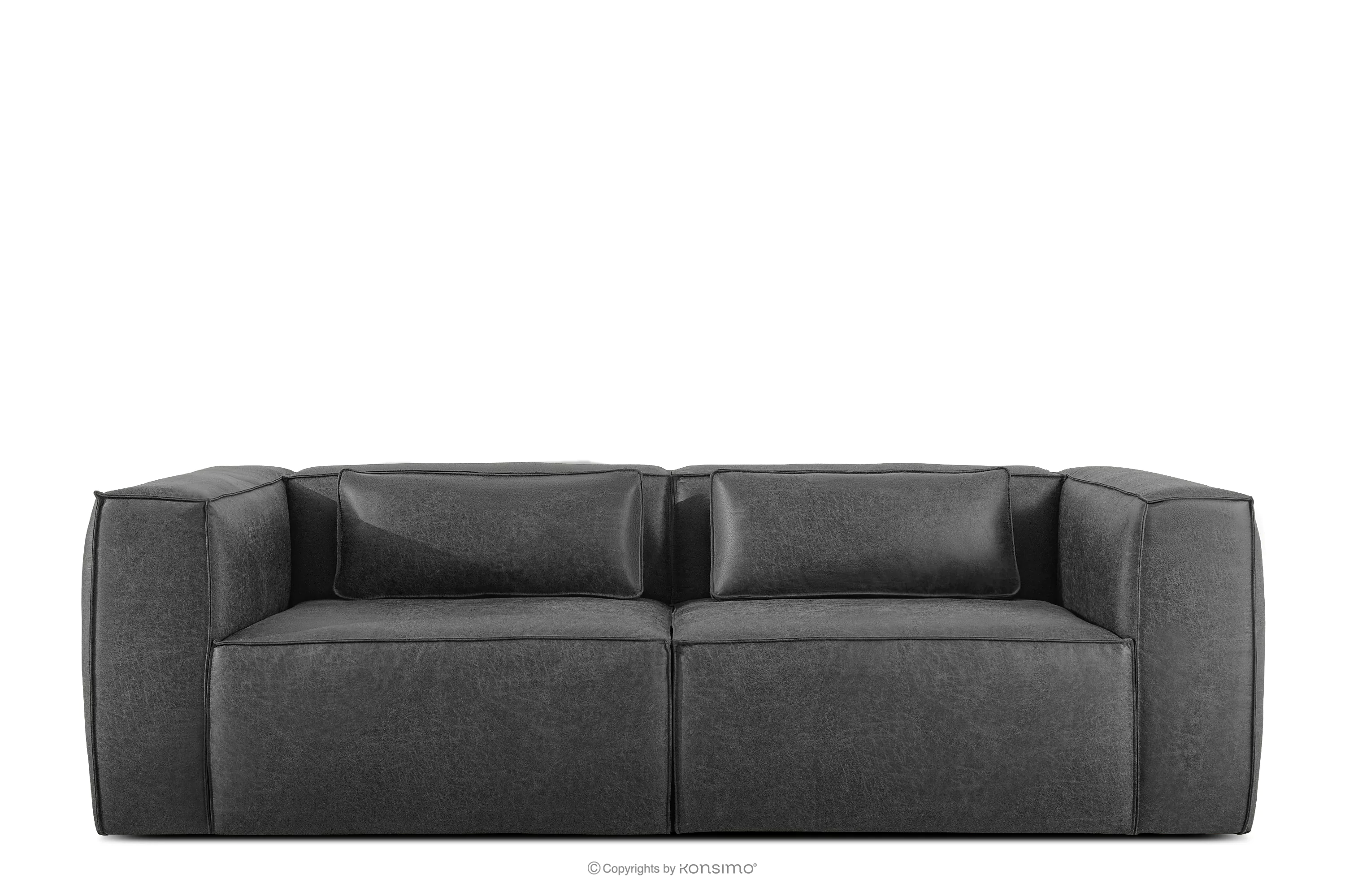 Sofa trzyosobowa w stylu loft tkanina skóropodobna ciemny szary FEROX