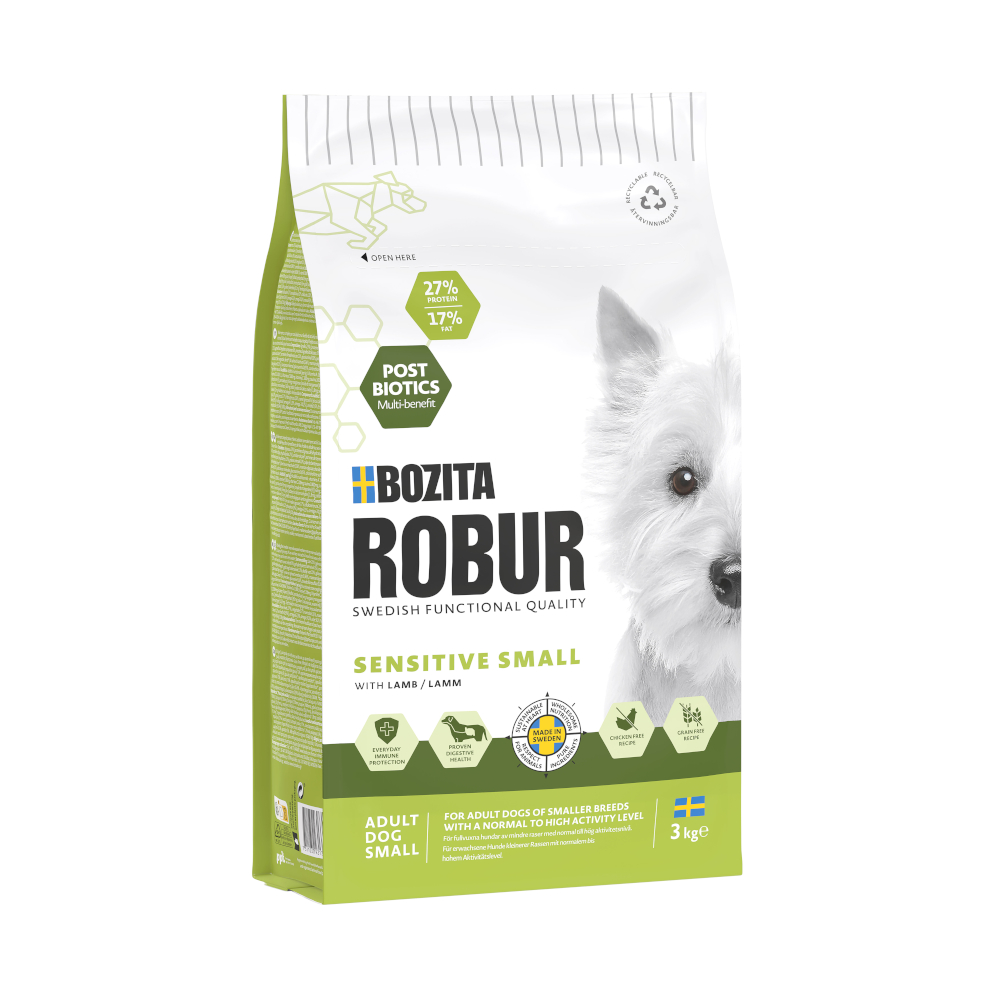 Bozita Robur Adult Small Breed Sensitive, jagnięcina - 3 kg