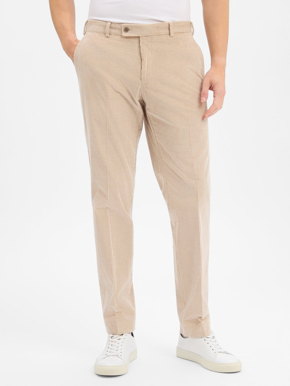 Finshley & Harding Męskie spodnie garniturowe - Mitch Mężczyźni Modern Fit Bawełna beżowy, 106