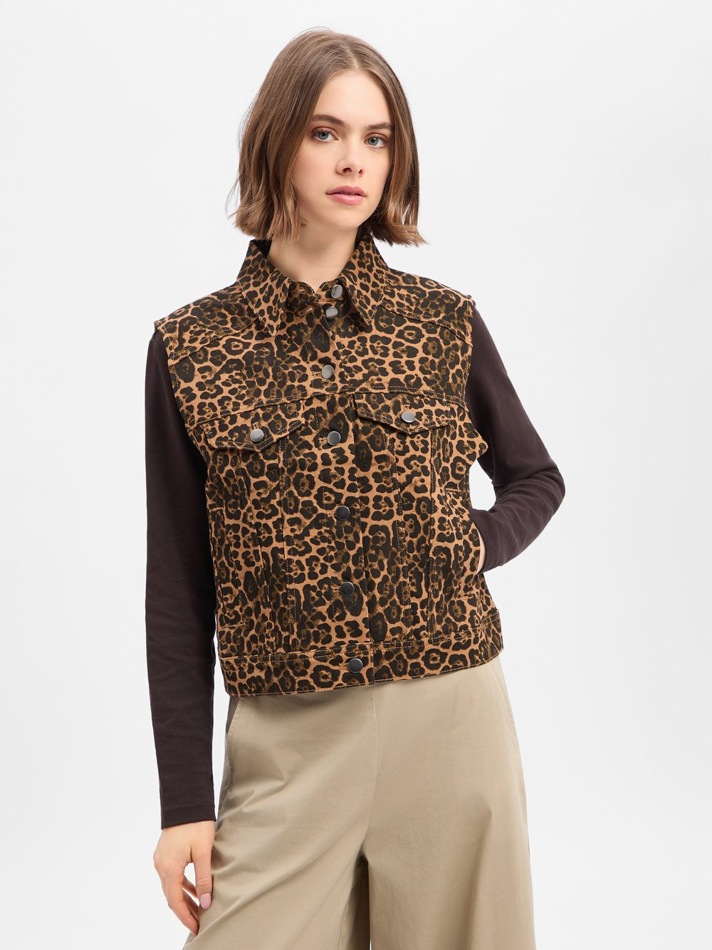 Marie Lund Kamizelka damska Kobiety Bawełna brązowy, XL/XXL