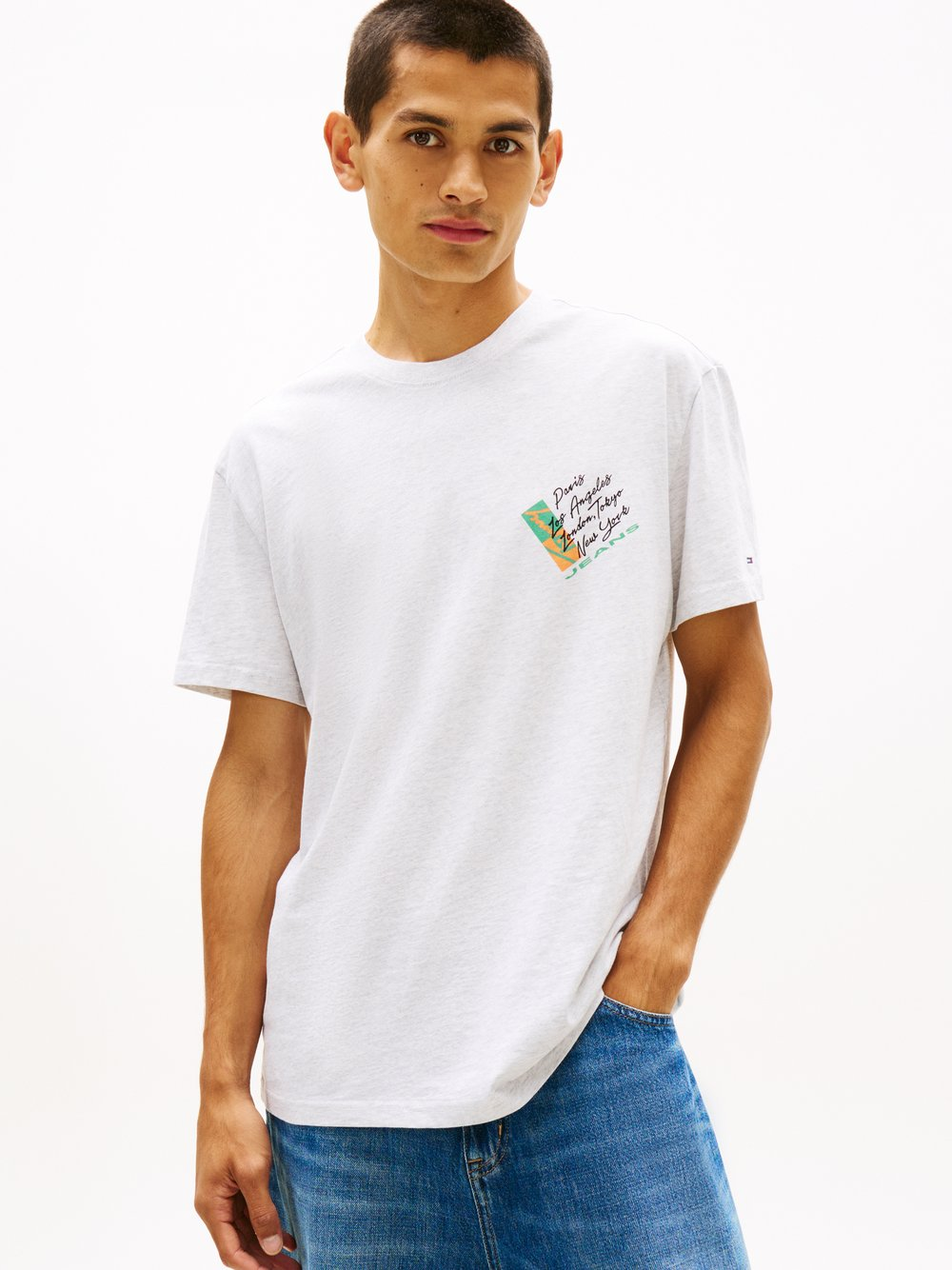 Tommy Jeans Koszulka męska Mężczyźni Bawełna szary, XXL