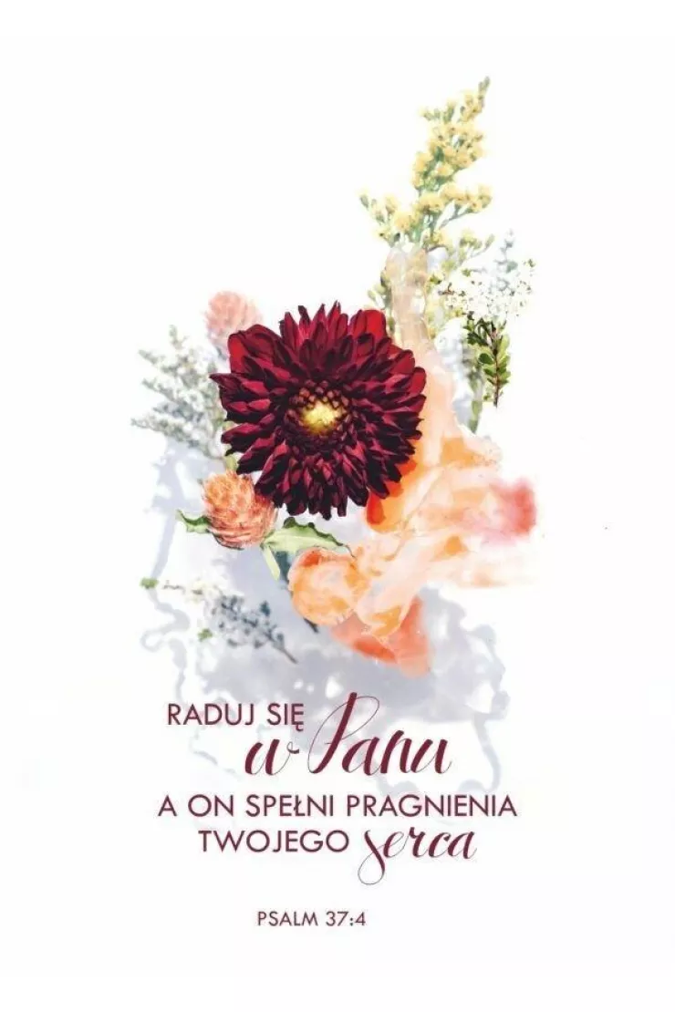 Kartka - Raduj się w Panu... - kwiat bordo