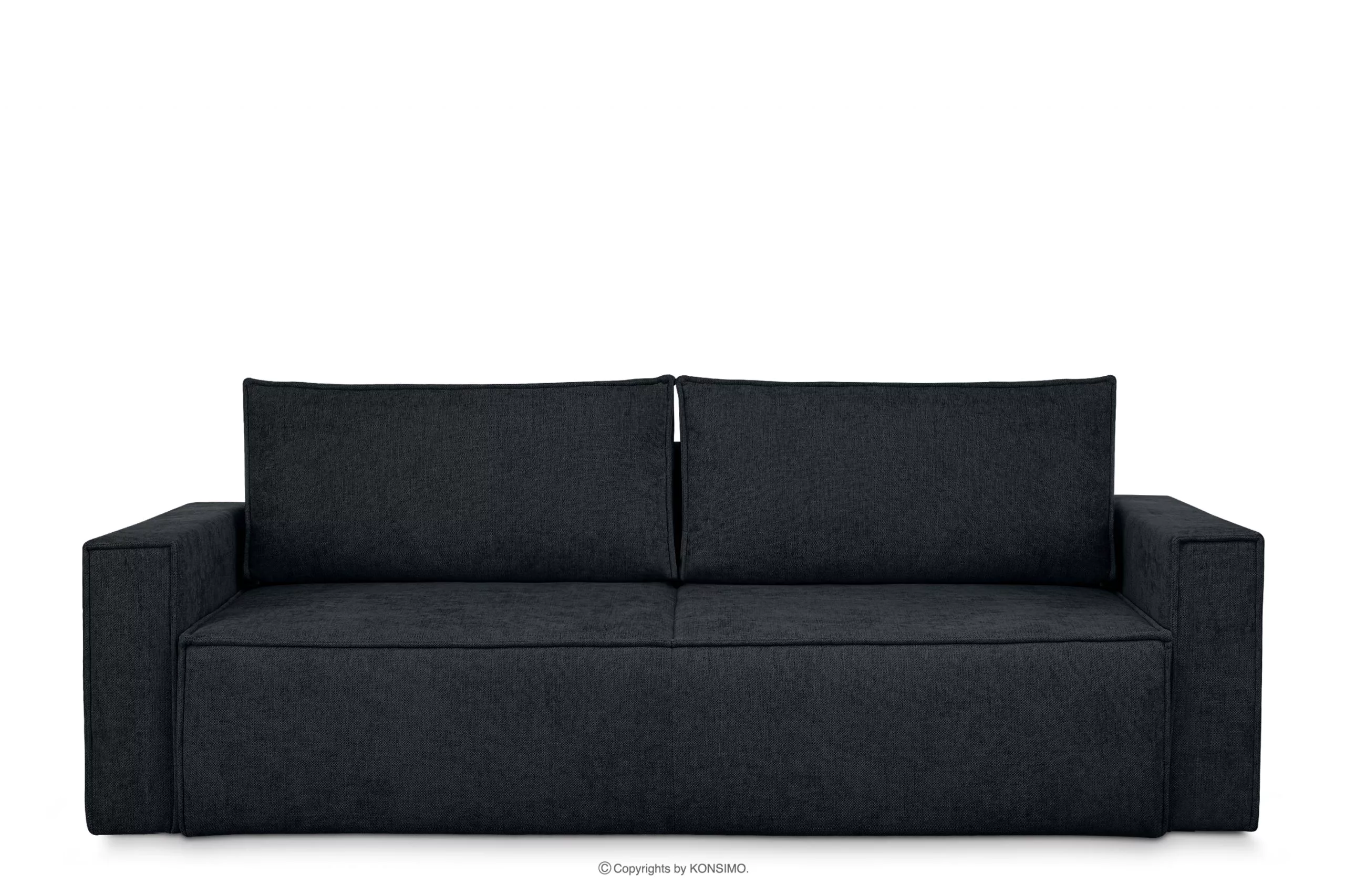 Sofa 3 z funkcją spania w tkaninie plecionej ciemny granatowy NAPI II