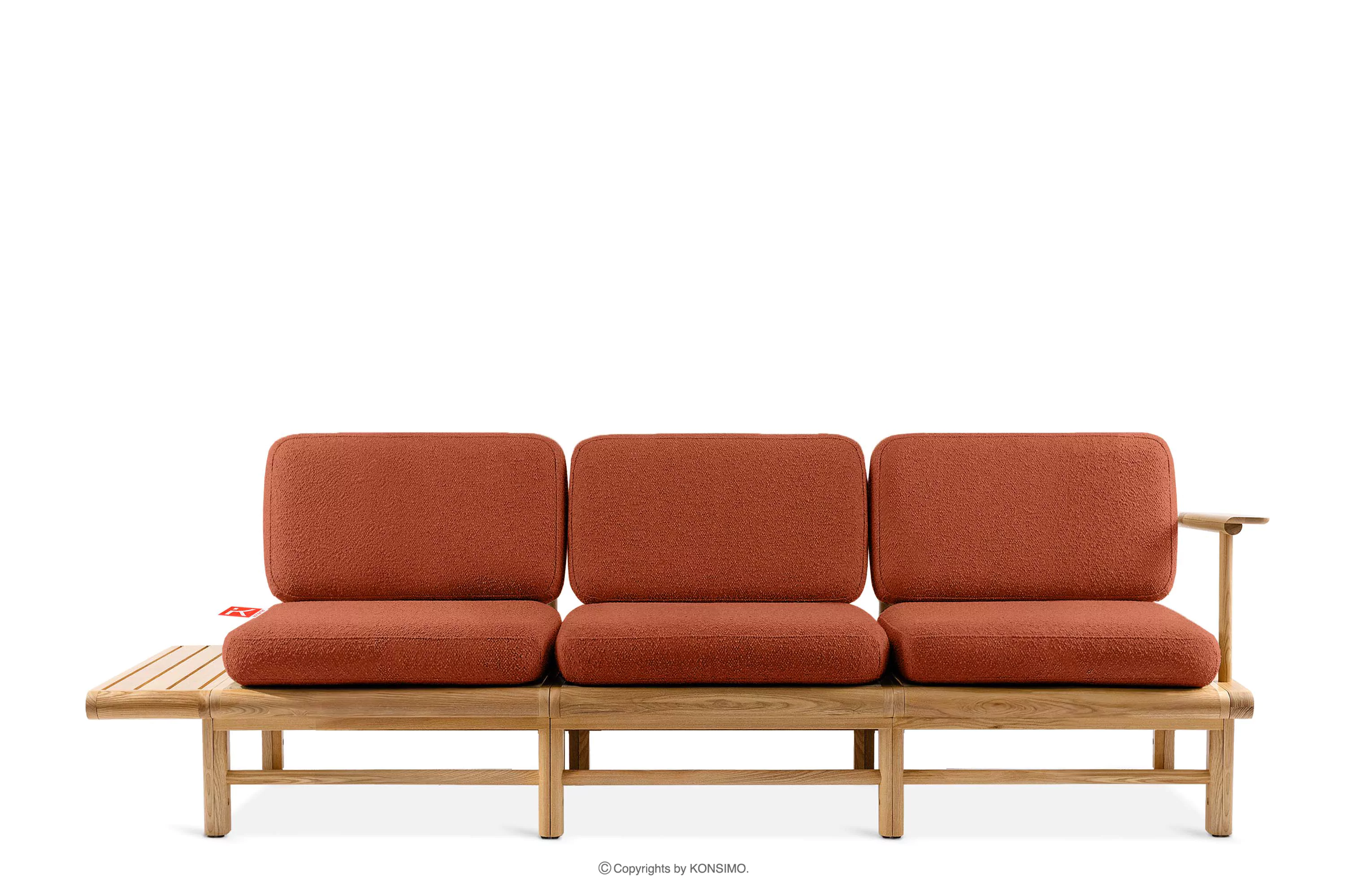 Sofa ogrodowa trzyosobowa z drewna jesionowego pomarańczowy ATREDA