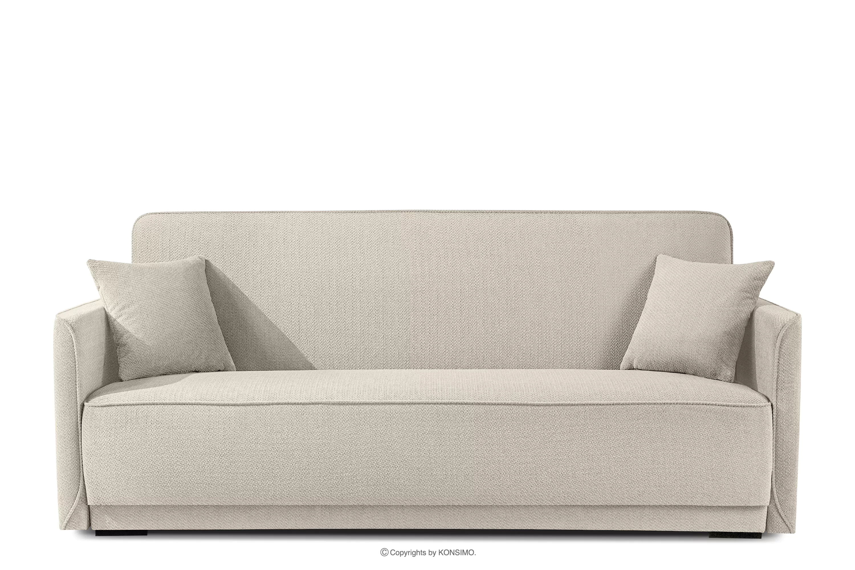 Miękka sofa rozkładana tkanina szenil jasny beżowy LIRIS