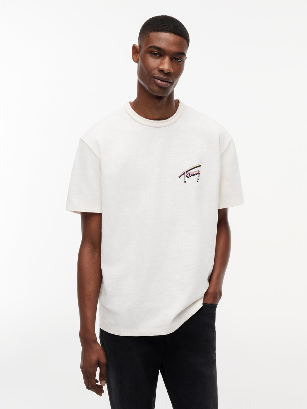 Tommy Jeans Koszulka męska Mężczyźni Bawełna (100%) beżowy, L
