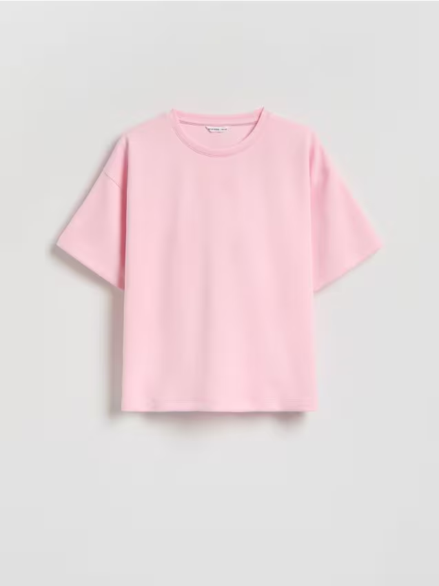 Reserved - T-shirt z modalem - pastelowy róż