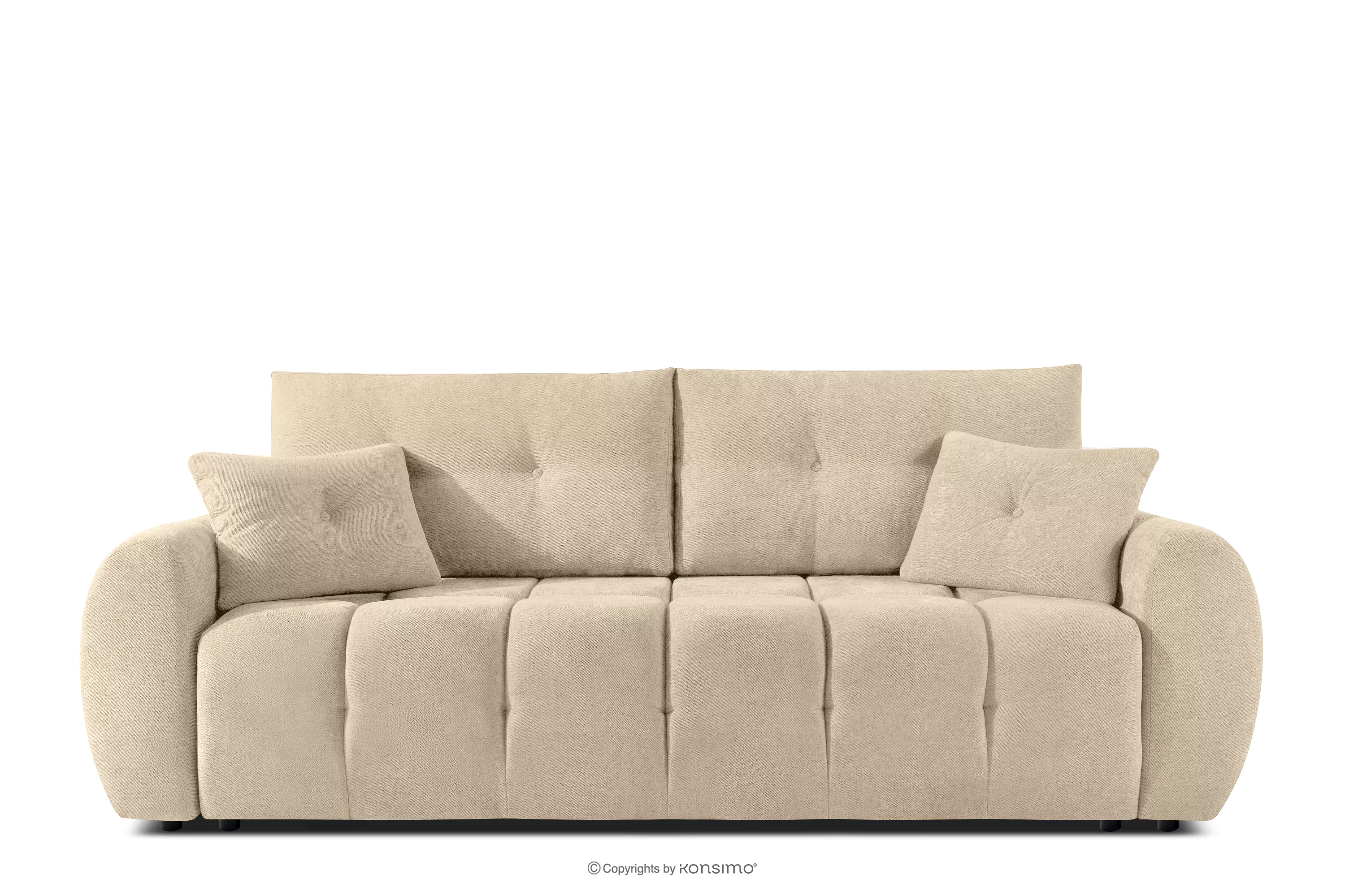Pikowana sofa trzyosobowa z funkcją spania w tkaninie plecionej ciemny kremowy HELLA