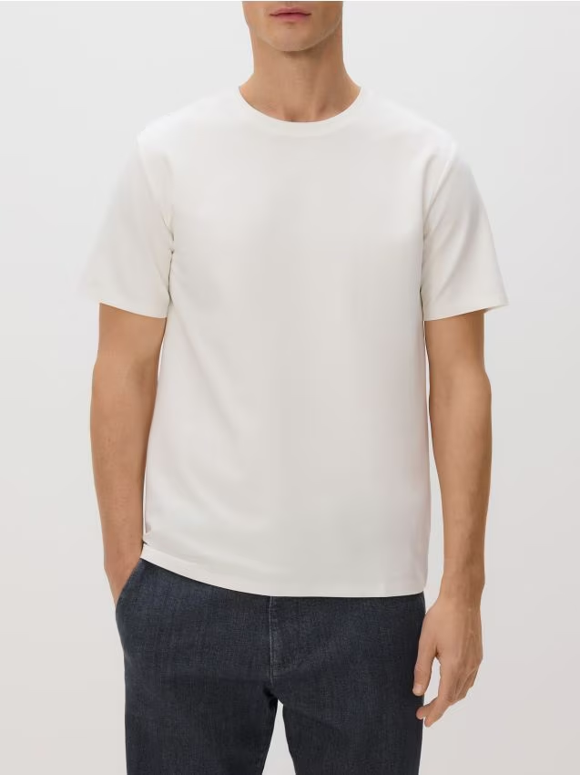 Reserved - Gładki t-shirt regular fit - złamana biel