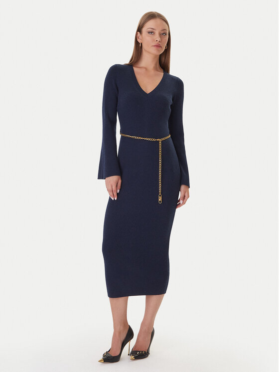 MICHAEL Michael Kors Sukienka dzianinowa MF5835G4VR Granatowy Slim Fit