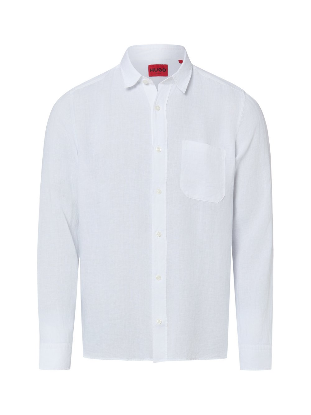 HUGO Męska koszula lniana - Ermano Mężczyźni Regular Fit len (100%) biały, XL