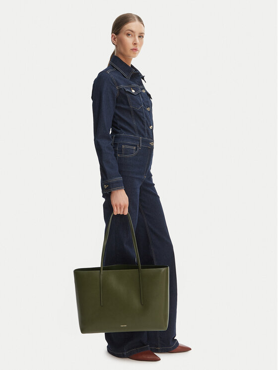 Calvin Klein Torebka Foil Logo Tote W/Pouch LV04F3274G Zielony