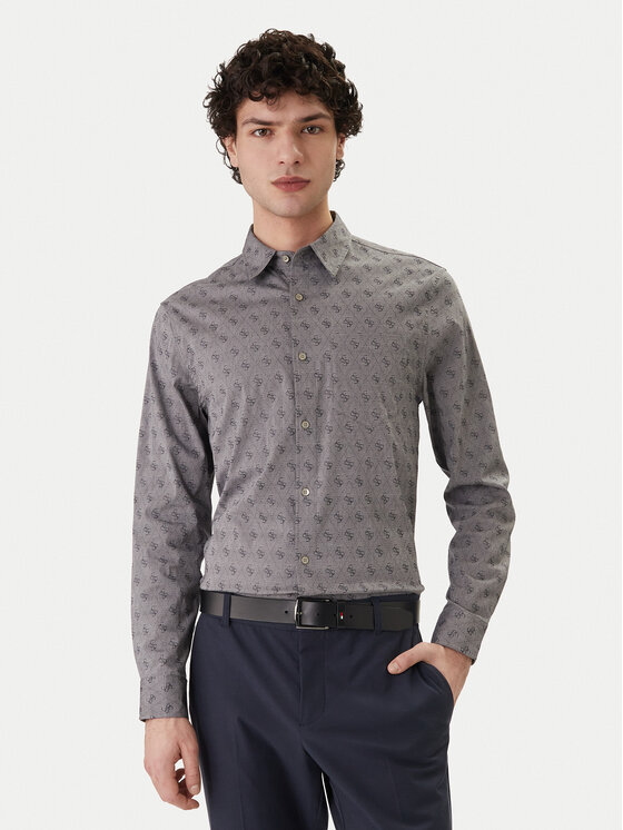 Guess Koszula M6GH18 W1713 Szary Regular Fit