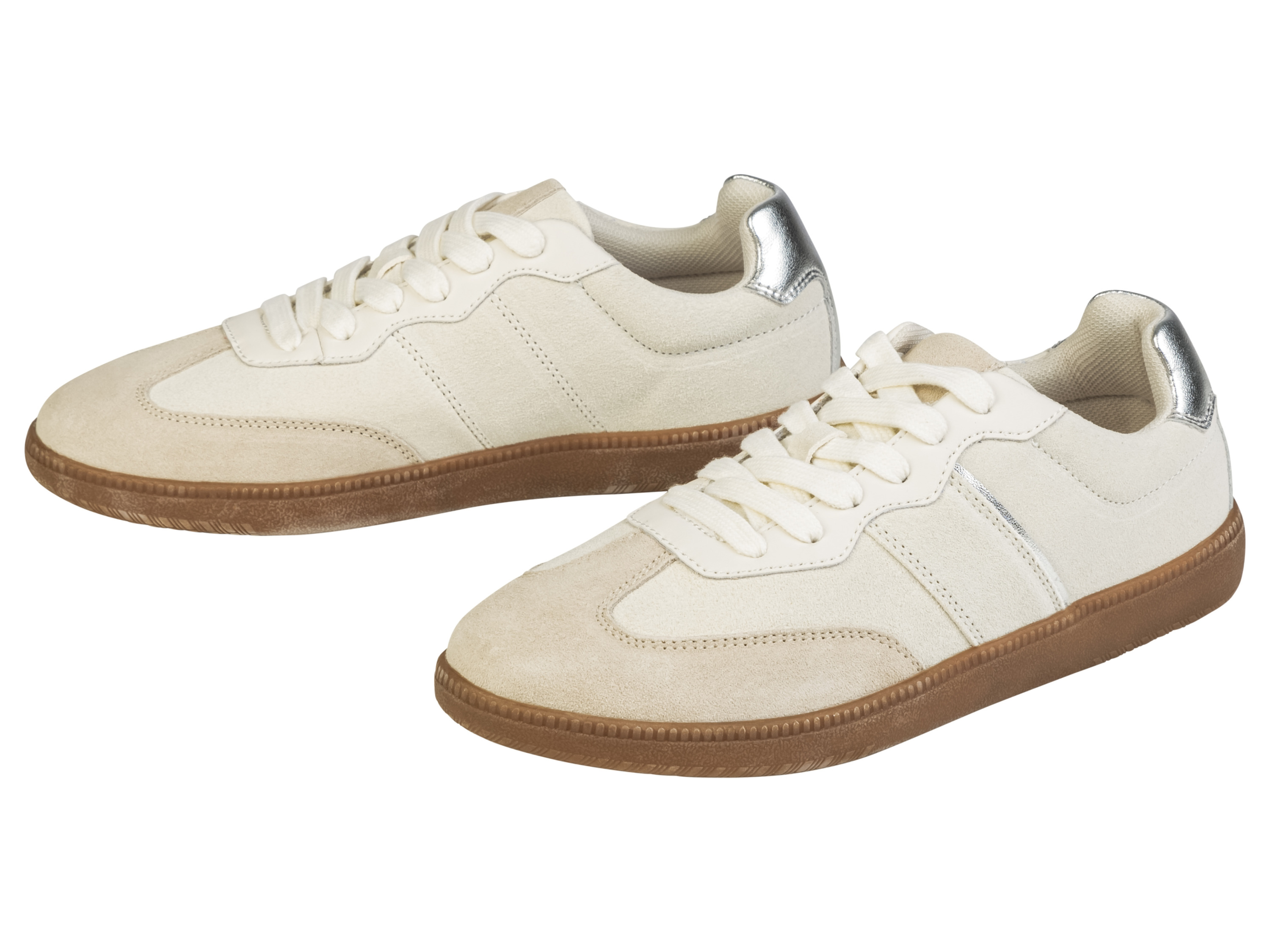 esmara® Skórzane sneakersy damskie (Beżowy/srebrny, 38)