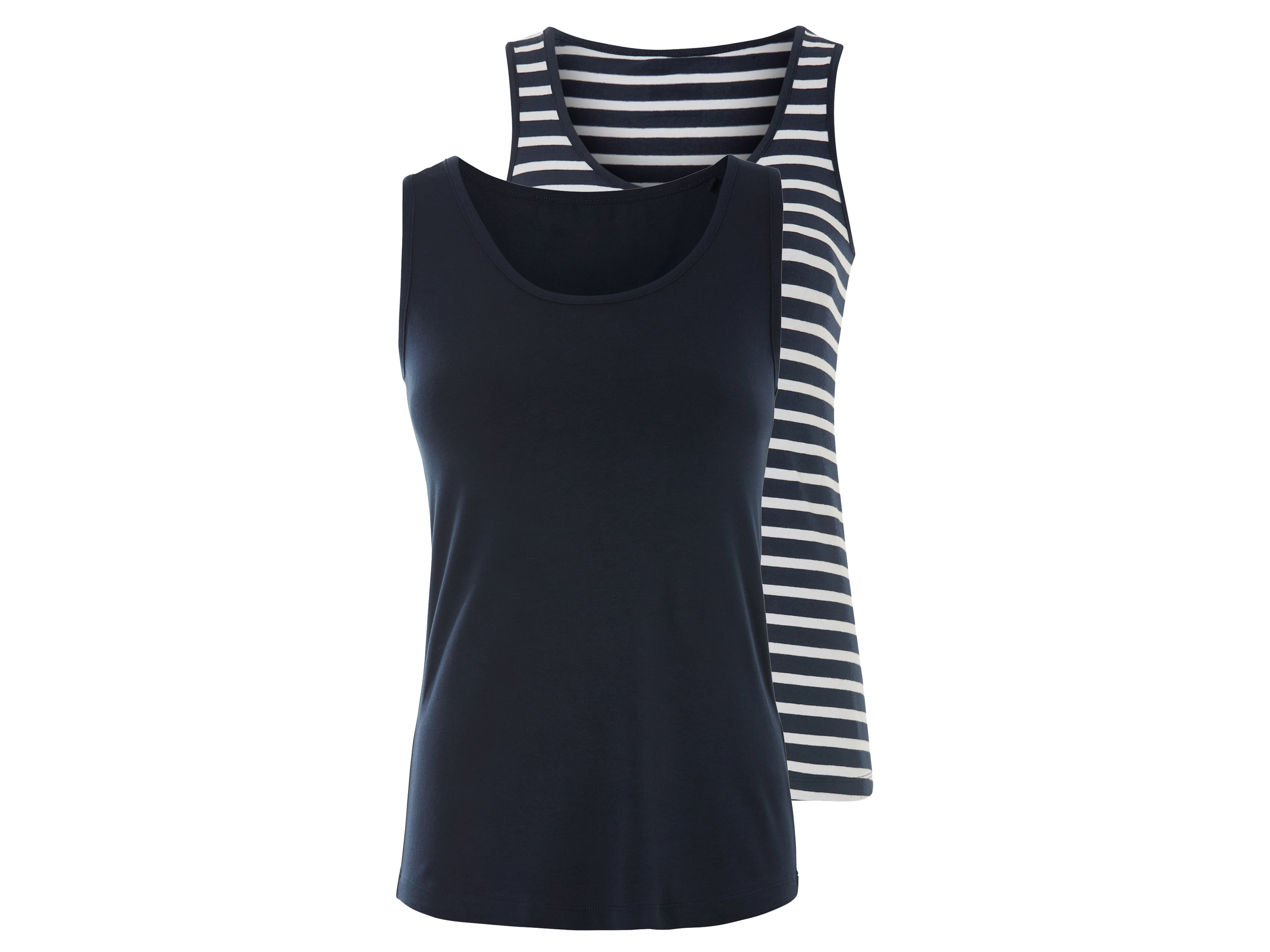 esmara® Topy damskie z biobawełną, 2 sztuki (Granatowy, XS (32/34))