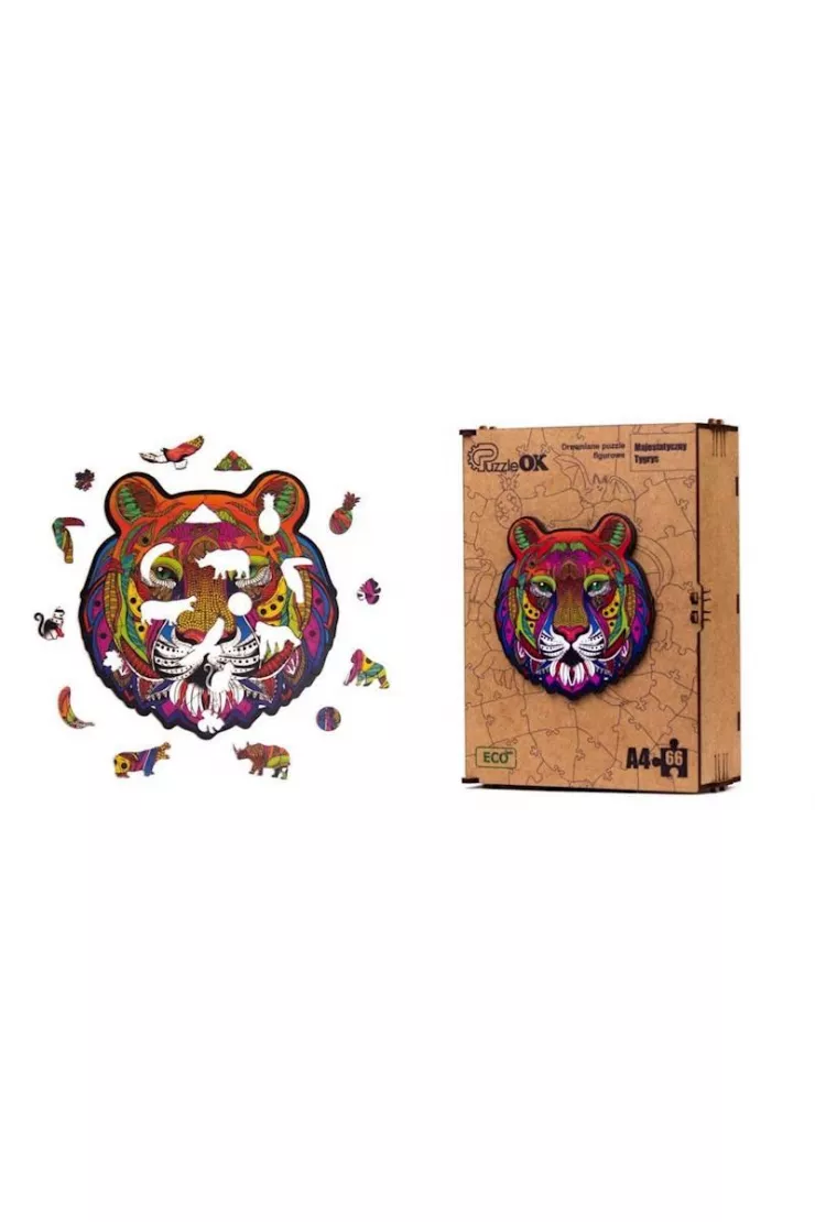 Puzzle drewniane eko 66 el. Majestatyczny tygrys A4