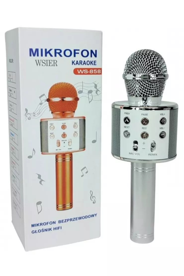Mikrofon bezprzewodowy srebrny