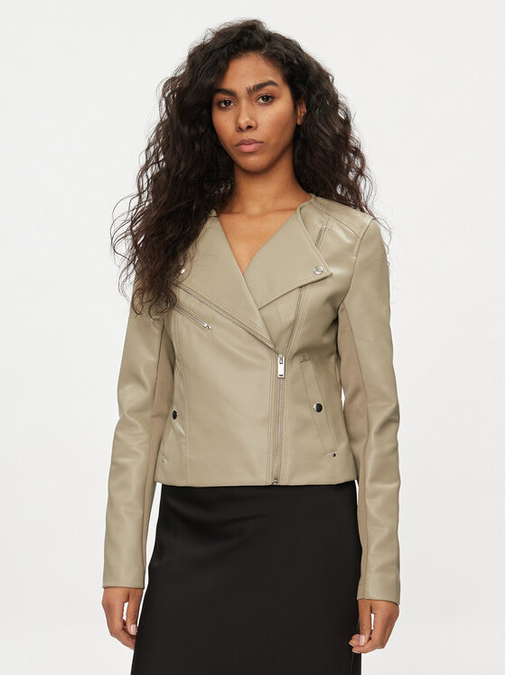 Vero Moda Kurtka z imitacji skóry Riley 10302441 Beżowy Slim Fit