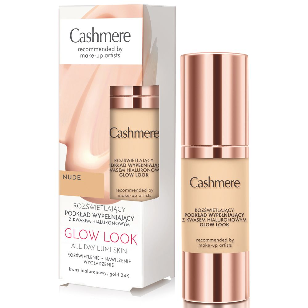 Cashmere Glow Look Nude rozświetlający podkład wypełniający z kwasem hialuronowym 30 ml