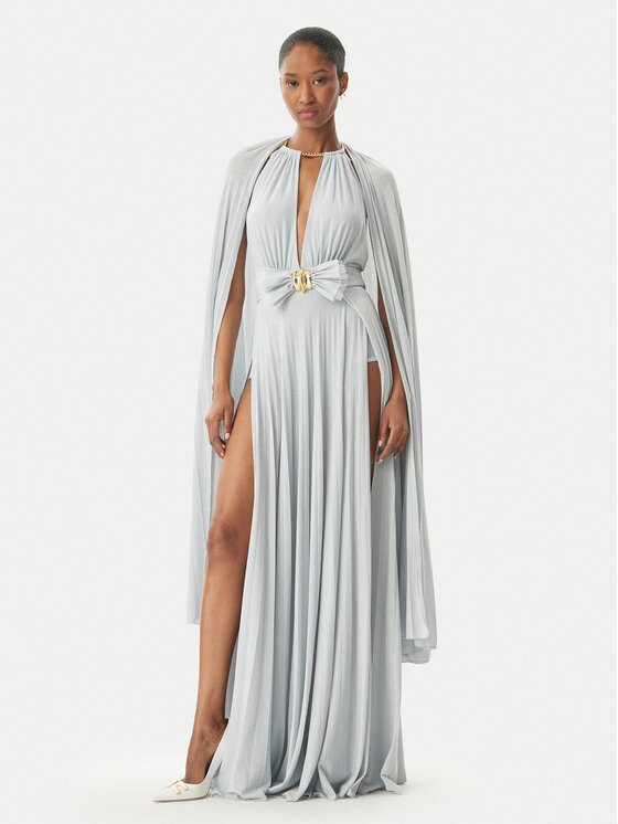 Elisabetta Franchi Sukienka wieczorowa AB-R13-51E2-V860 Srebrny Regular Fit