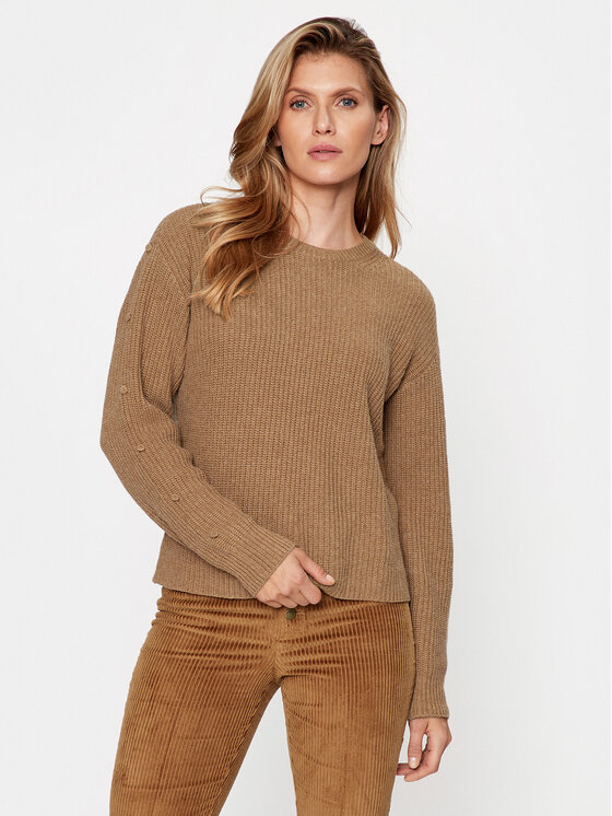 TWINSET Sweter 232TT3330 Brązowy Regular Fit