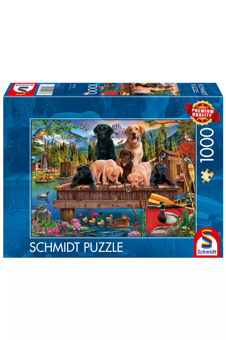 Puzzle 1000 el. PQ Psia rodzina nad jeziorem