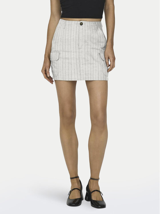 ONLY Spódnica mini Malfy-Caro 15310982 Biały Regular Fit