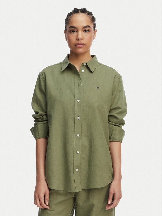 Tommy Jeans Koszula DW0DW22209 Zielony Relaxed Fit