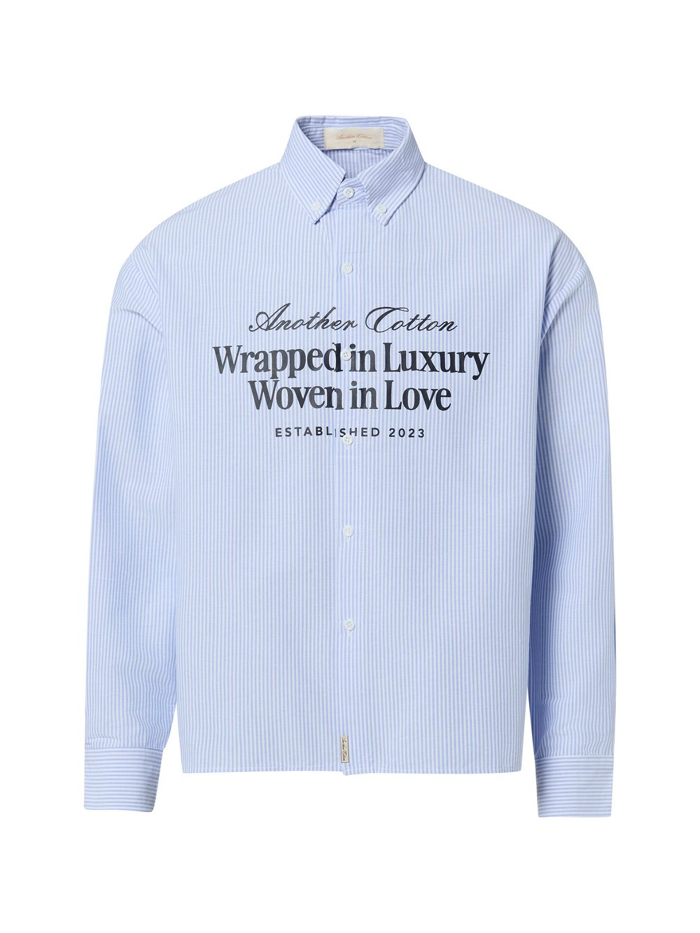 Another Cotton Lab Męska koszula casualowa - otulona luksusem Mężczyźni Comfort Fit Bawełna niebieski, L
