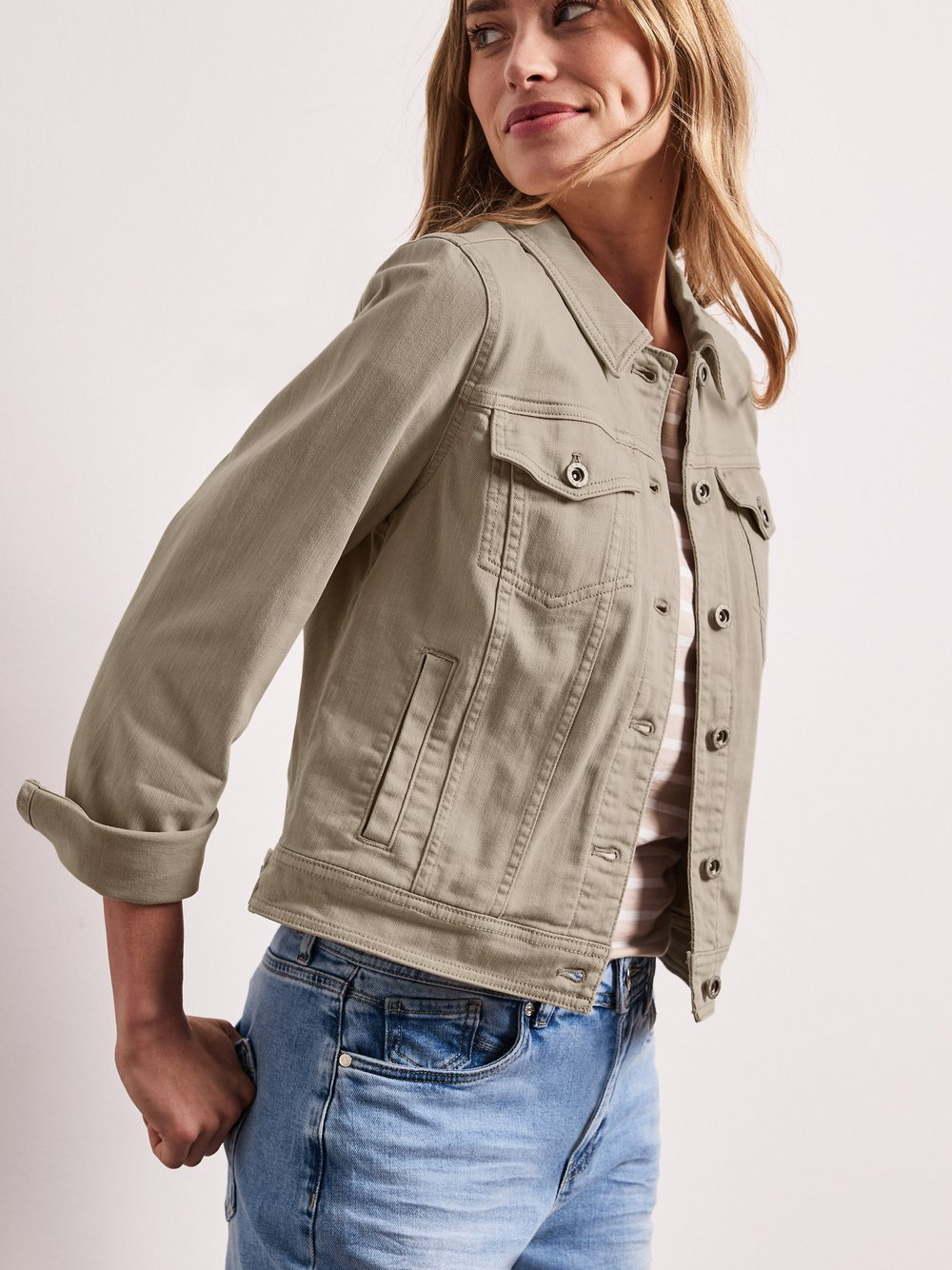 Street One Damska kurtka dżinsowa Kobiety Bawełna brązowy, 46