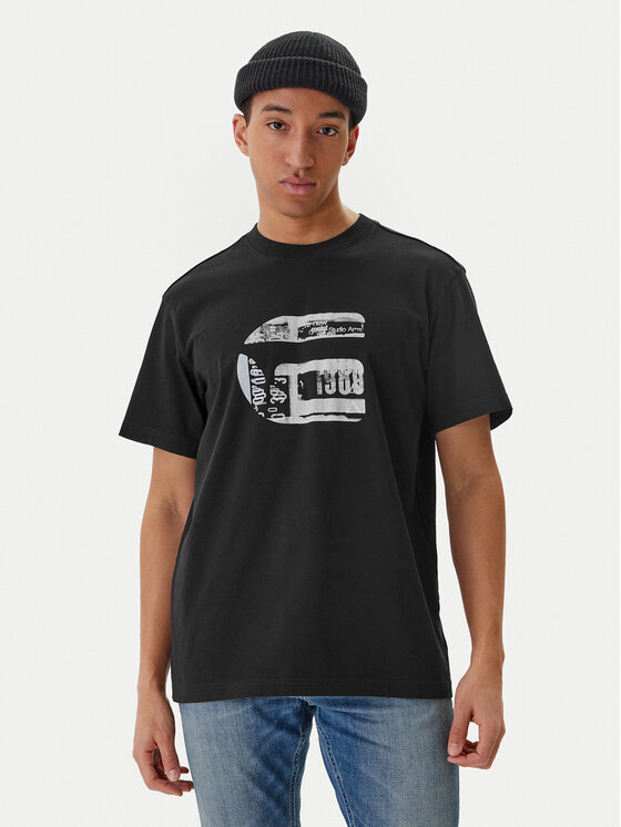 G-Star Raw T-Shirt G Icon Graphic D28823-E385 Czarny Regular Fit