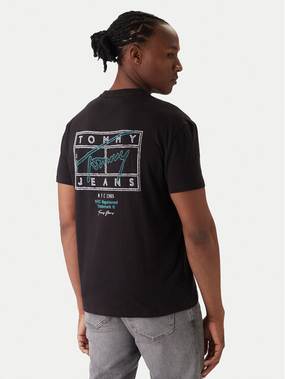 Tommy Jeans T-Shirt Sign Spray DM0DM22319 Czarny Regular Fit
