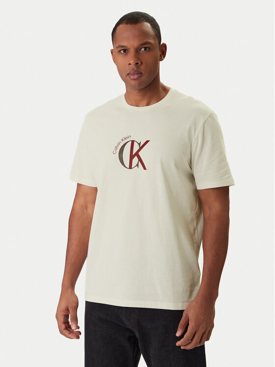 Calvin Klein Jeans T-Shirt 2Tone Graphic LV14RE829G Biały Regular Fit