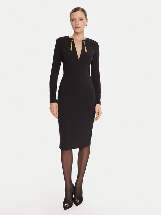 Elisabetta Franchi Sukienka koktajlowa AB-805-57E2-V460 Czarny Slim Fit