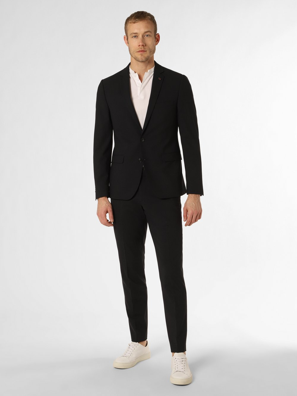Finshley & Harding London Męski garnitur Mężczyźni Slim Fit Sztuczne włókno niebieski, 48