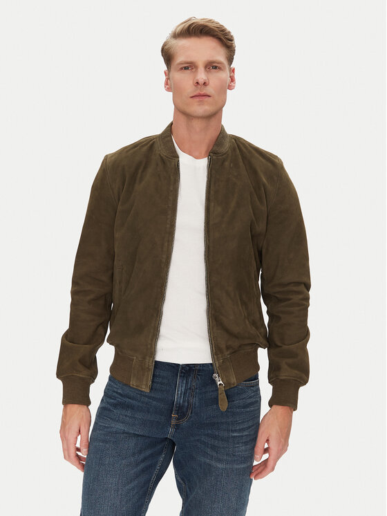 SCHOTT N.Y.C. Kurtka skórzana LC300 Khaki Regular Fit