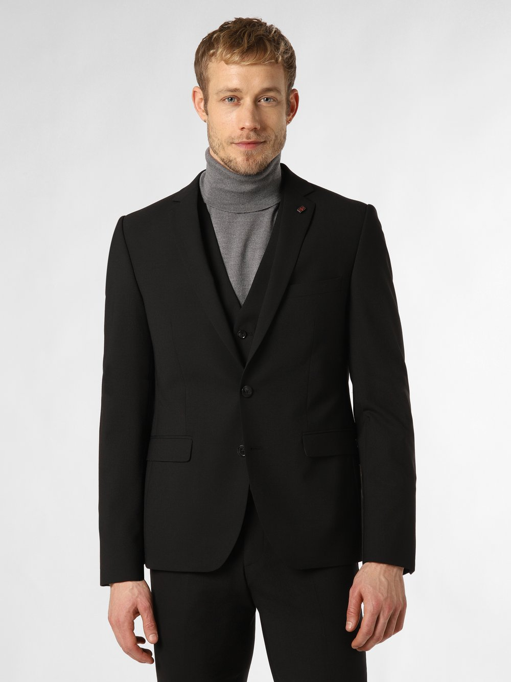 Finshley & Harding London Męska marynarka od garnituru modułowego Mężczyźni Slim Fit Sztuczne włókno czarny, 48