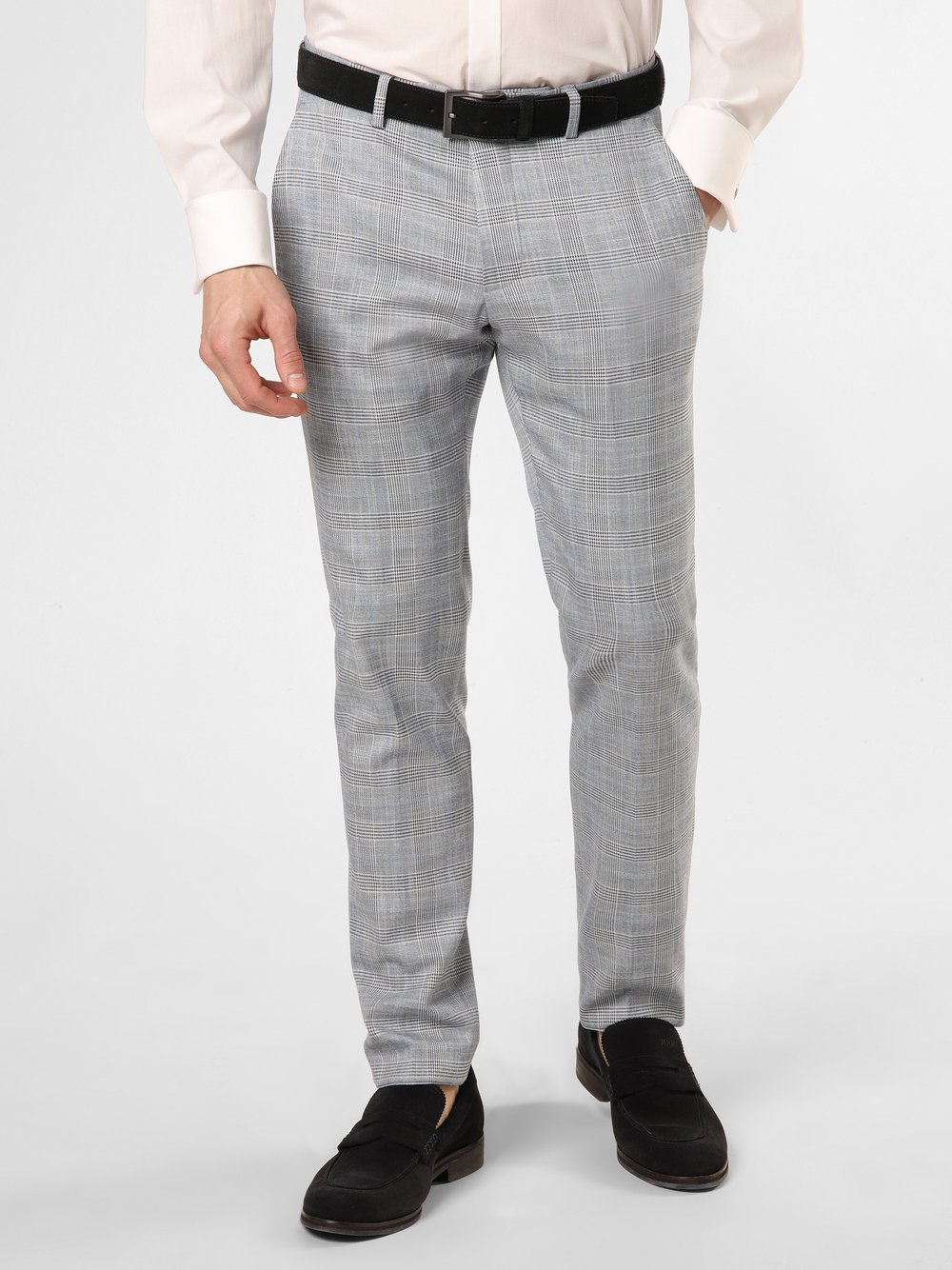 Finshley & Harding London Męskie spodnie od garnituru modułowego Mężczyźni Slim Fit niebieski, 44
