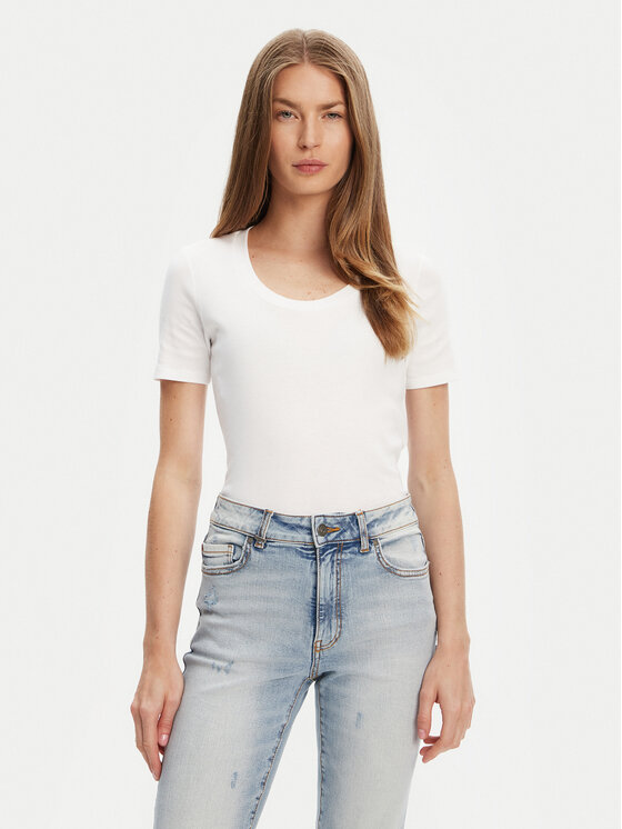 United Colors Of Benetton T-Shirt 3GA2D1066 Biały Slim Fit