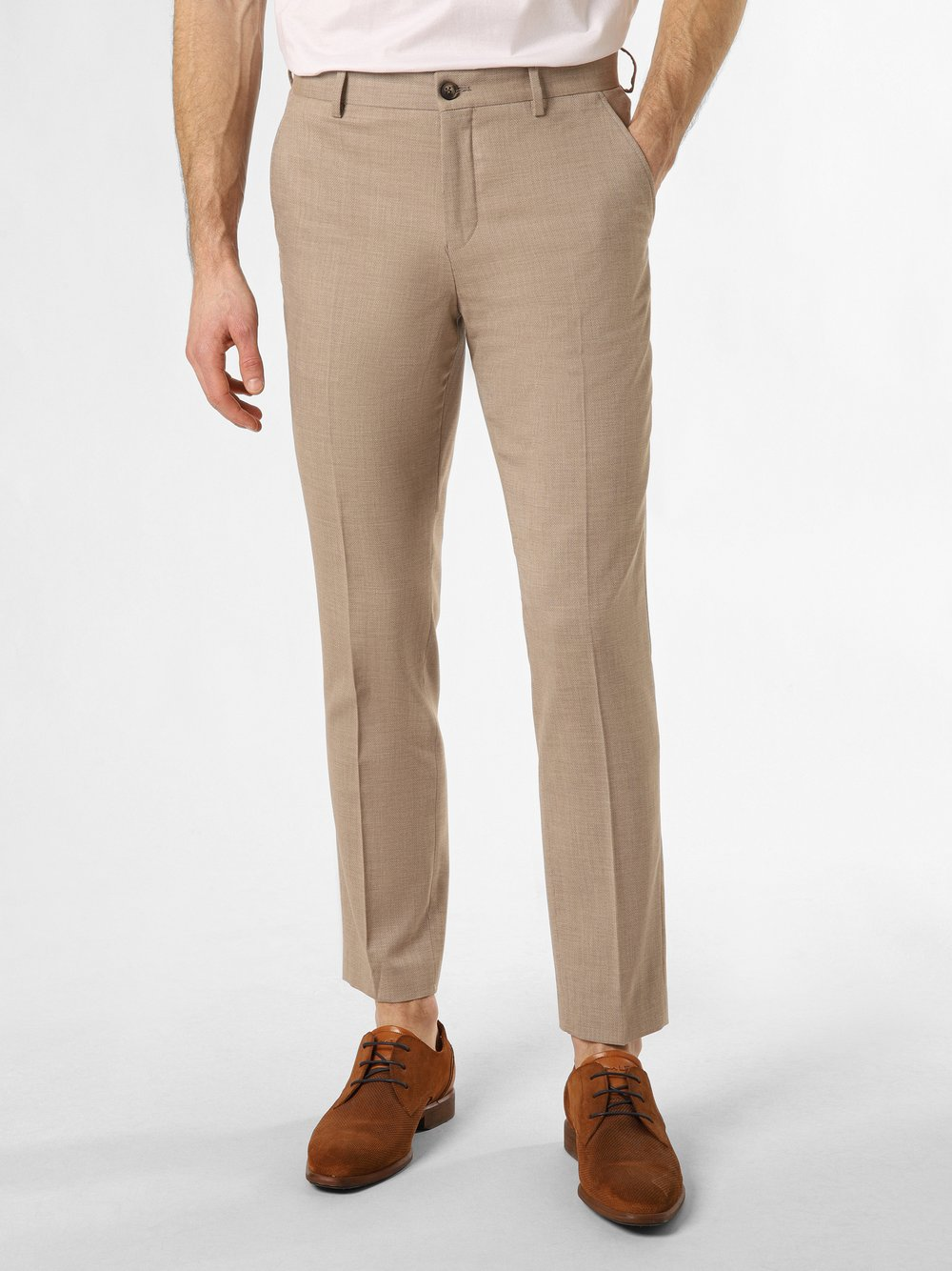 Selected Męskie spodnie od garnituru modułowego Mężczyźni Slim Fit beżowy, 42
