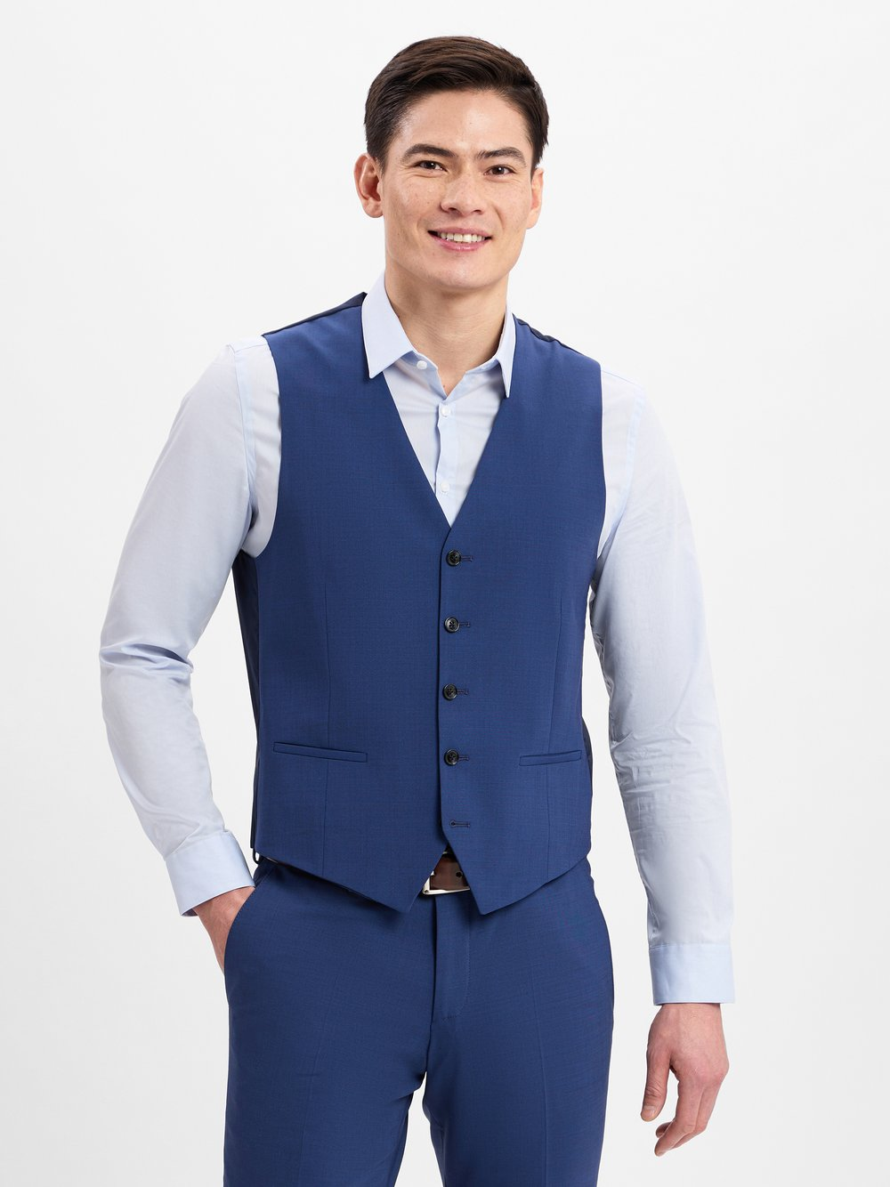 Finshley & Harding London Męska kamizelka modułowa - Wesdon Mężczyźni Slim Fit Sztuczne włókno niebieski, 44