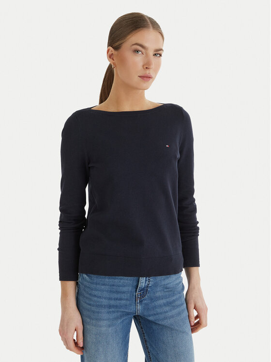 Tommy Hilfiger Sweter WW0WW42050 Granatowy Regular Fit