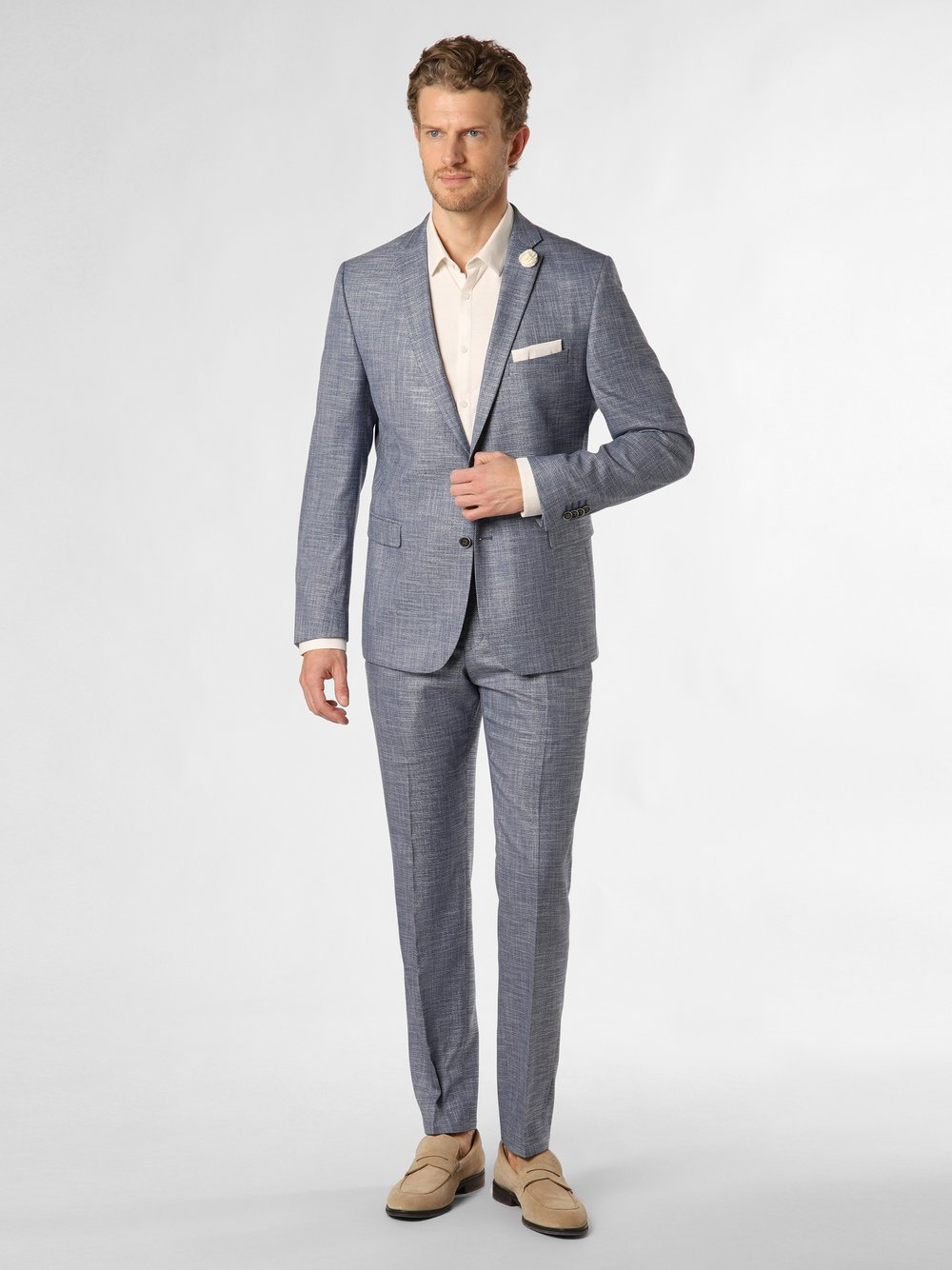 Finshley & Harding Męski garnitur - Steven-Mitch Mężczyźni Modern Fit niebieski, 27