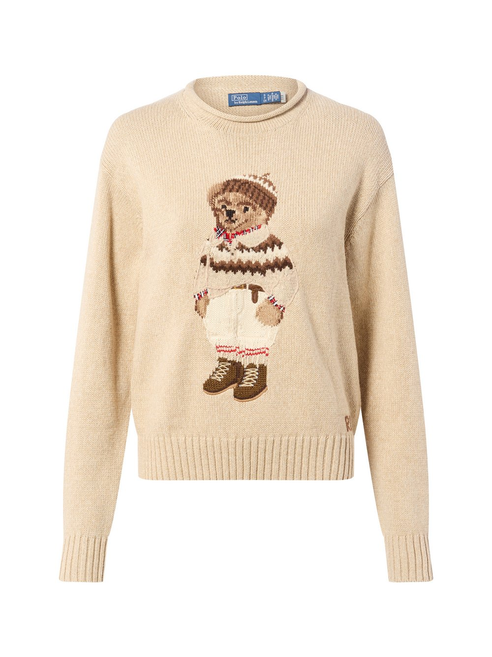 Polo Ralph Lauren Damski sweter z dzianiny z zawartością kaszmiru Kobiety Bawełna beżowy|brązowy, XL