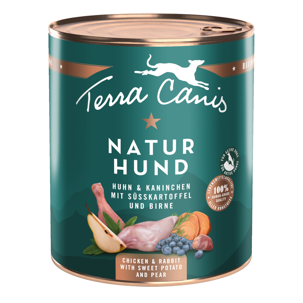 Terra Canis Naturhund, 6 x 800 g - Kurczak i królik z batatami i gruszką
