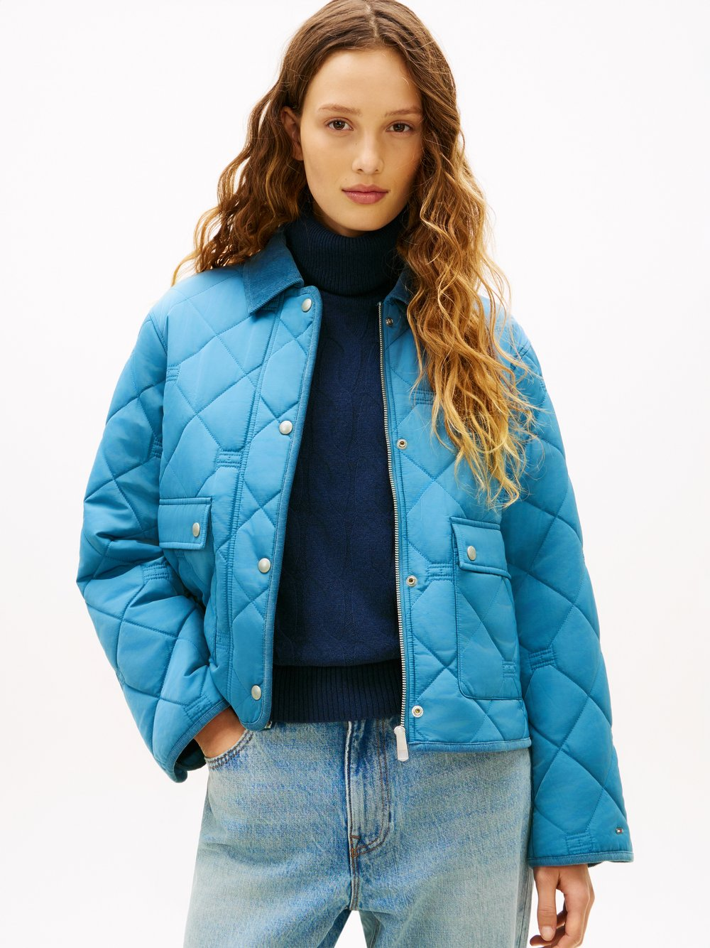Tommy Hilfiger Damska kurtka pikowana Kobiety Sztuczne włókno niebieski, XL